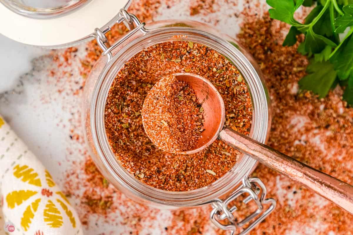 jar of spices and a spoon