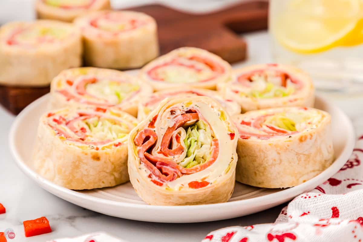 plate of italian pinwheels