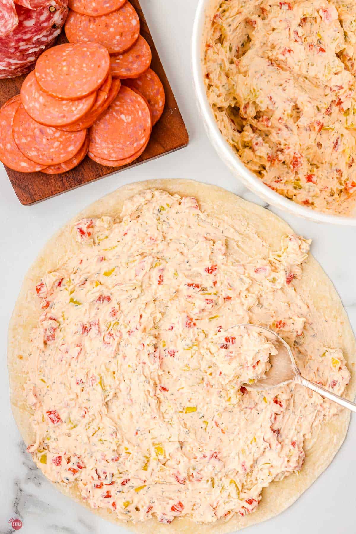 banana pepper rings in cream cheese spread