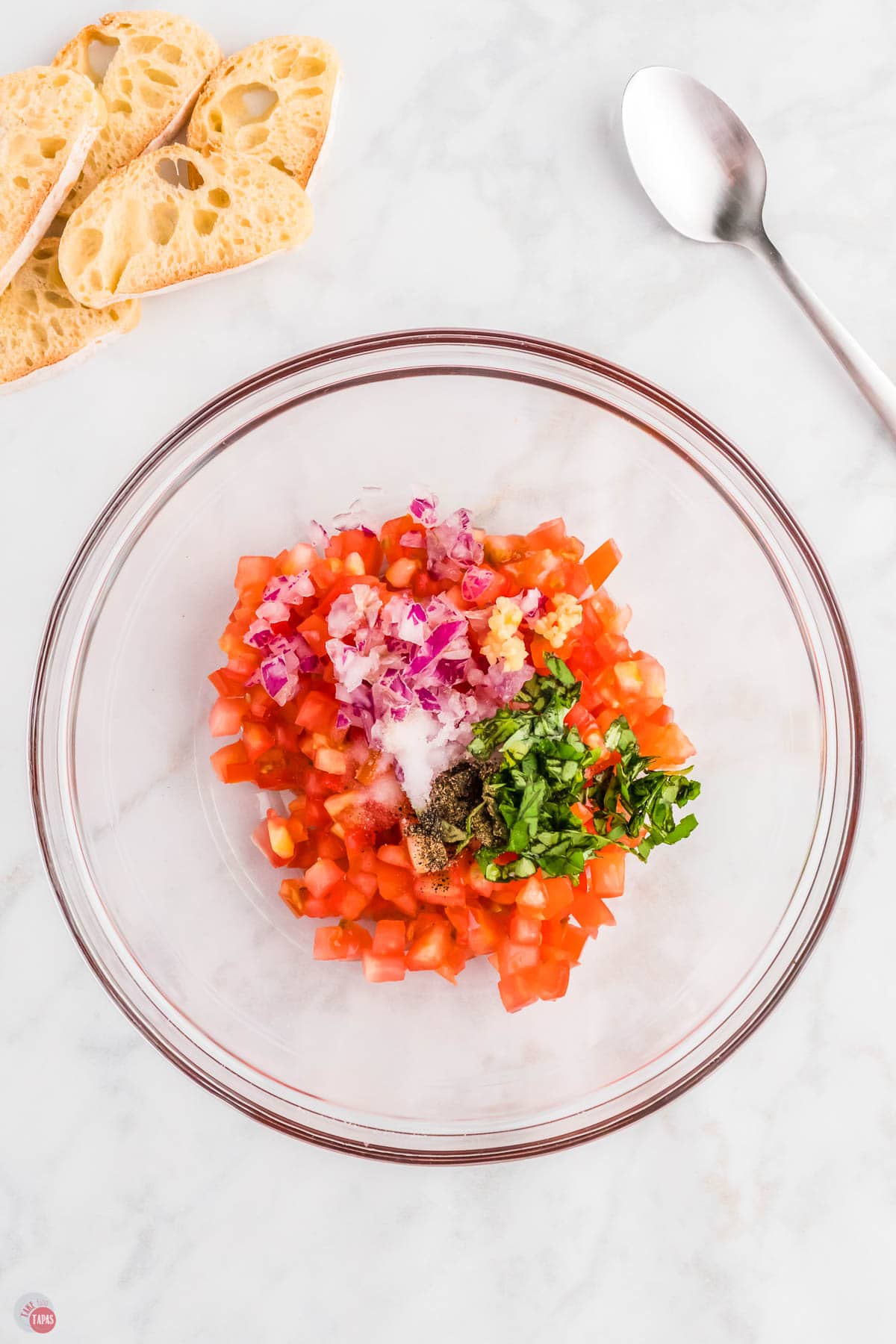 bowl of chopped tomatoes and basil