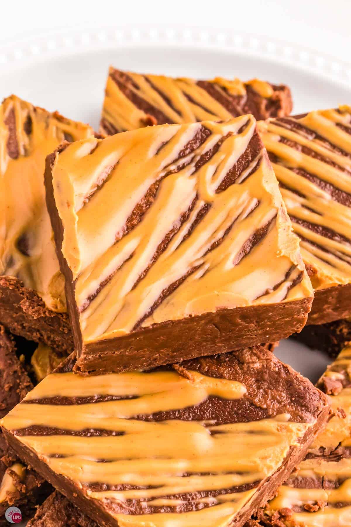 creamy peanut butter fudge on a plate