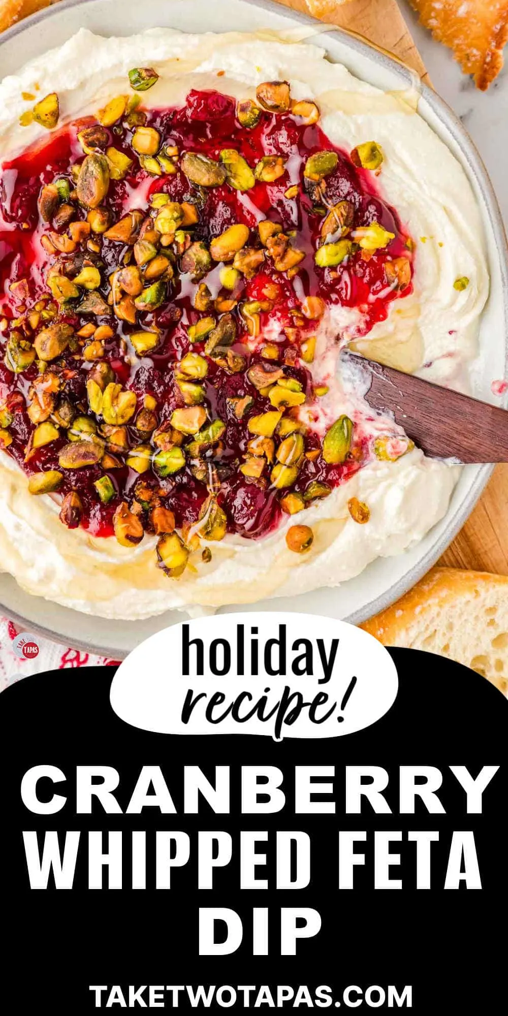 cranberry whipped feta dip is the perfect holiday appetizer