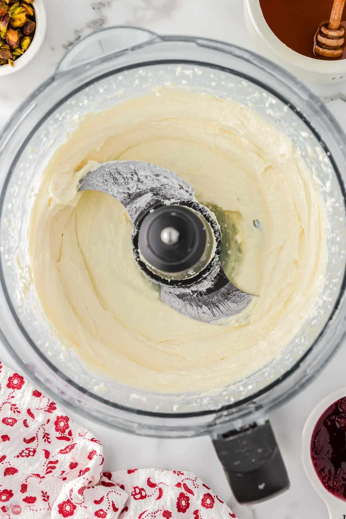creamy whipped feta in a food processor