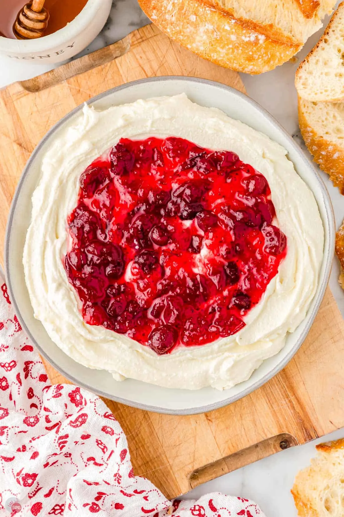 top with fresh cranberries or cranberry sauce