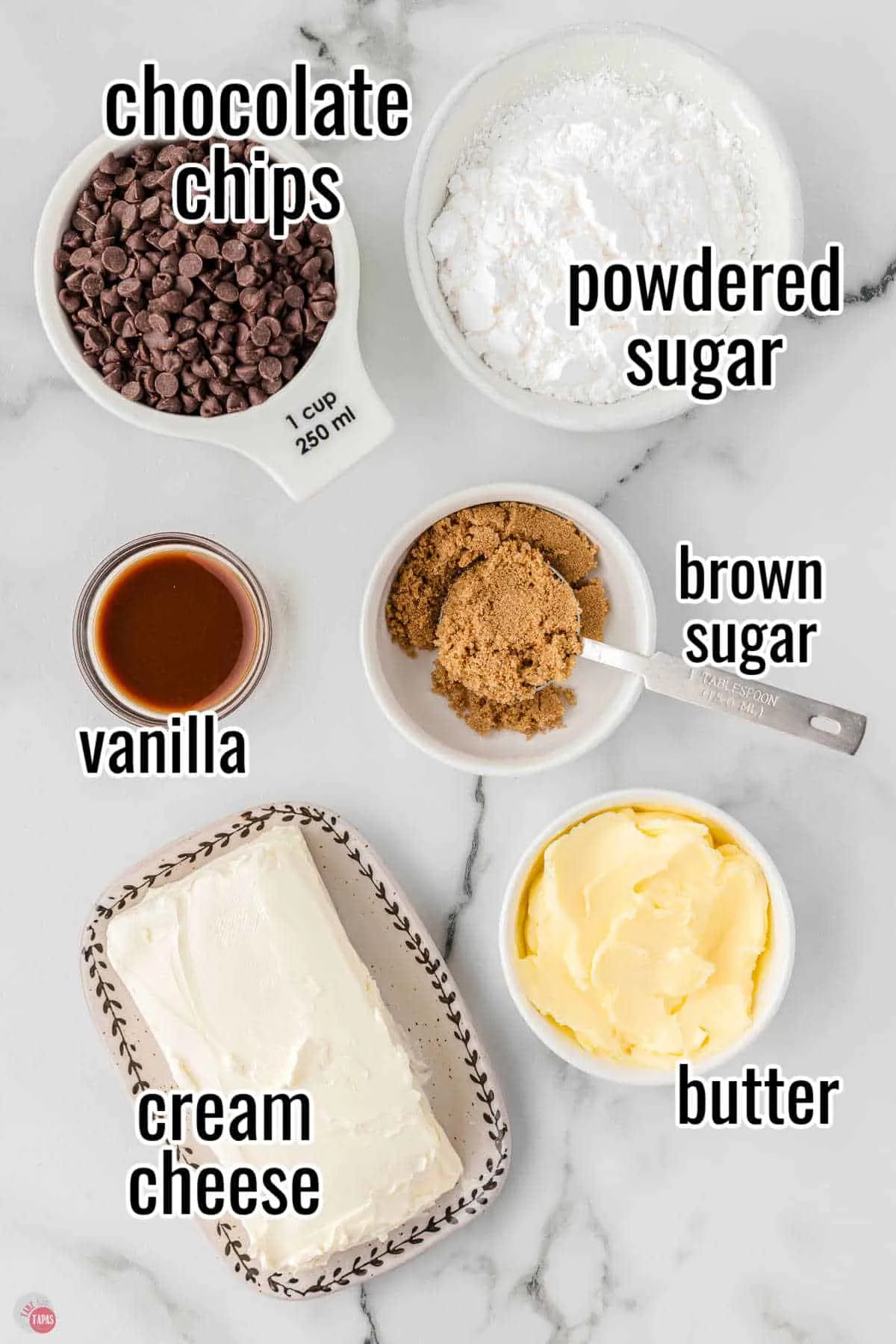 simple ingredients for a dessert dip recipe