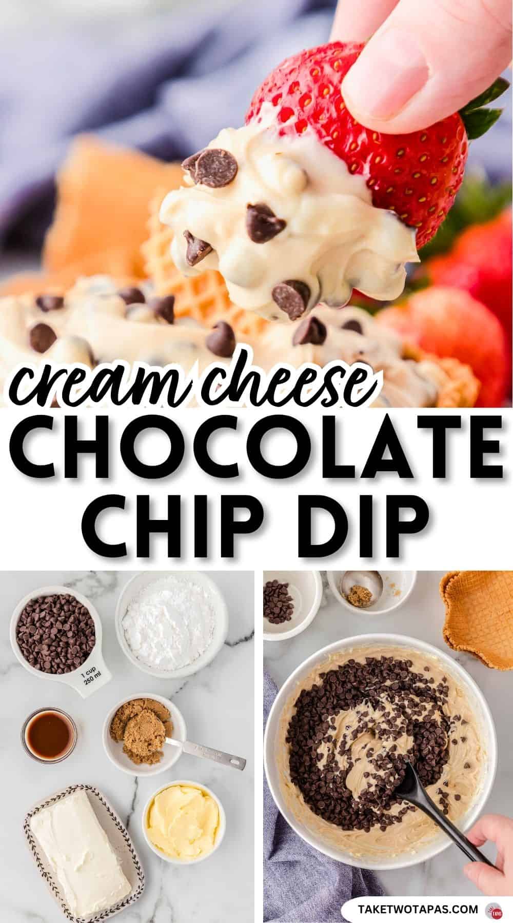 Pinterest pin image for chocolate chip dip recipe