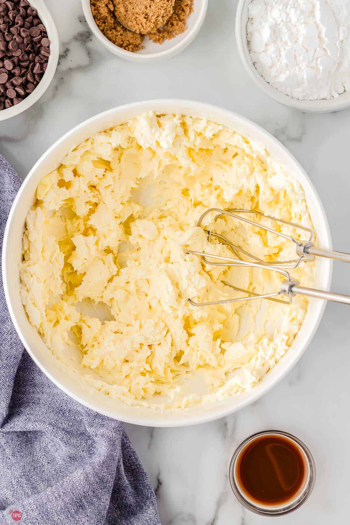 ingredients for a creamy dip in a bowl