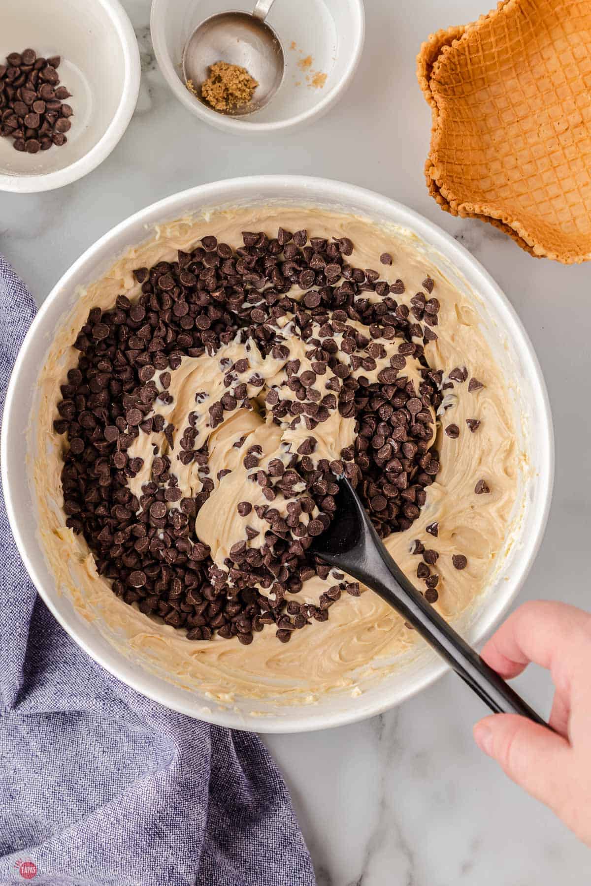 mix up this sweet dip with chocolate chips