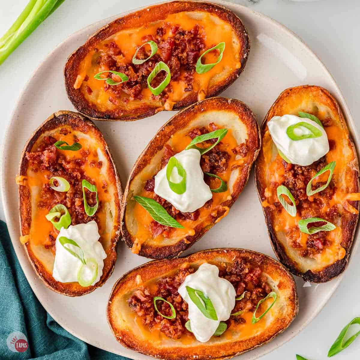 plate of loaded potato skins