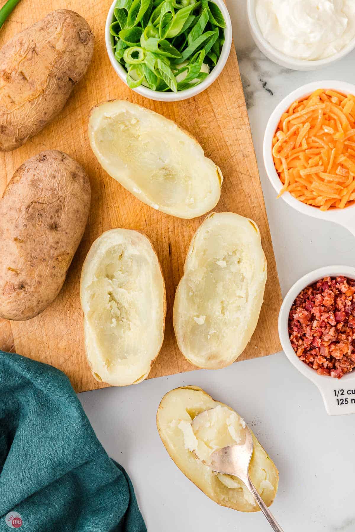 poke holes with a sharp knife before baking the potatoes