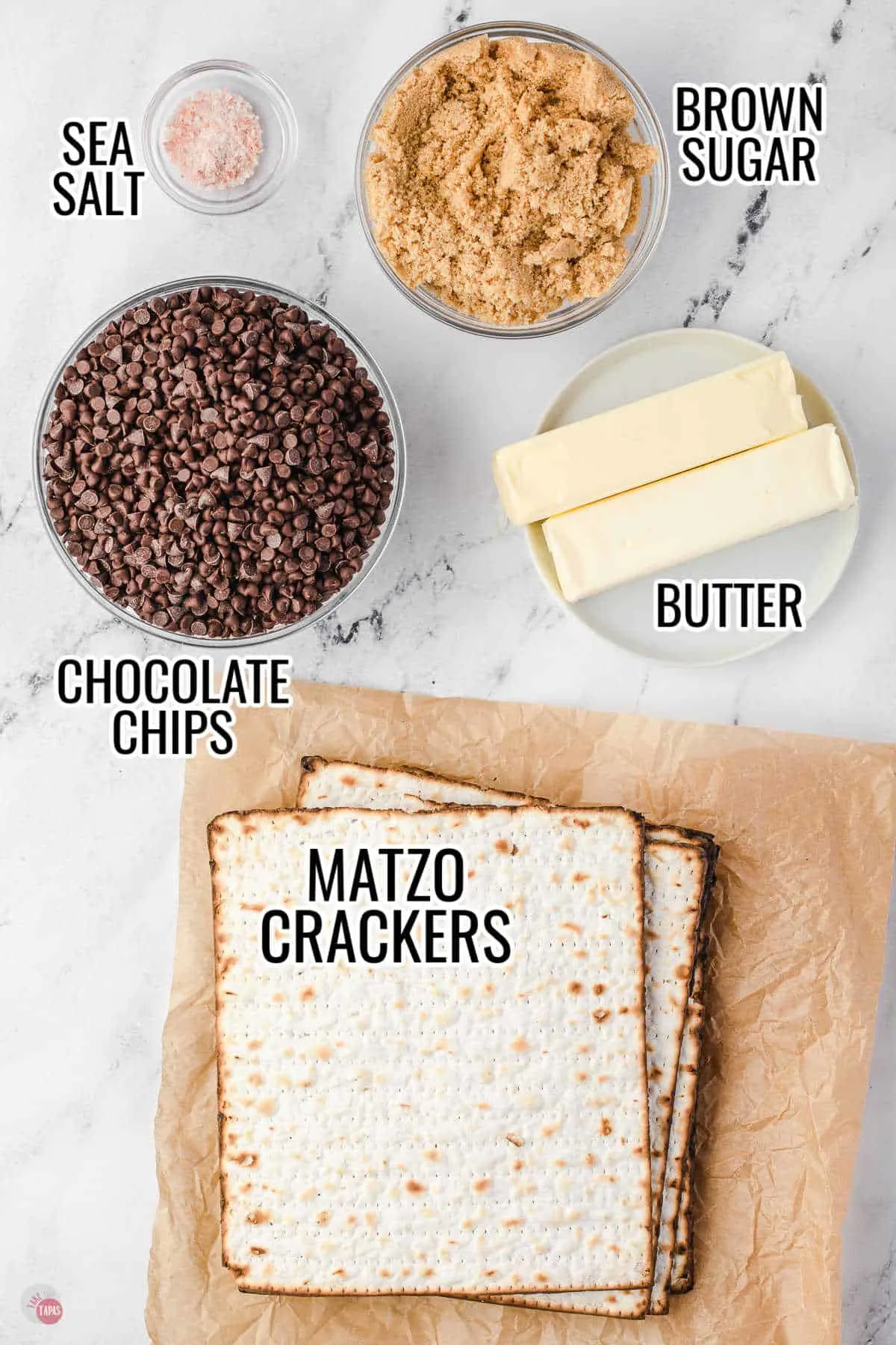 ingredients for the best matzo crack that tastes like a heath bar