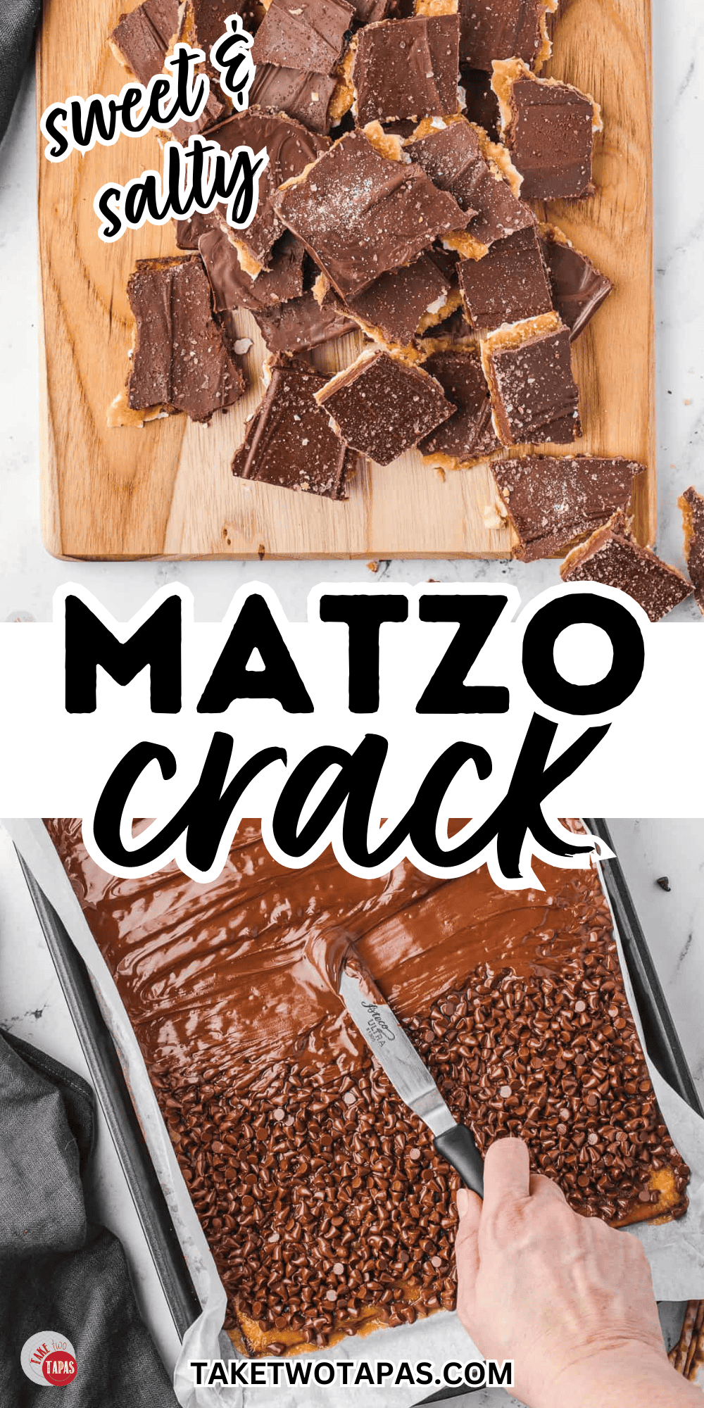 pile of matzo brittle with text "matzo crack"