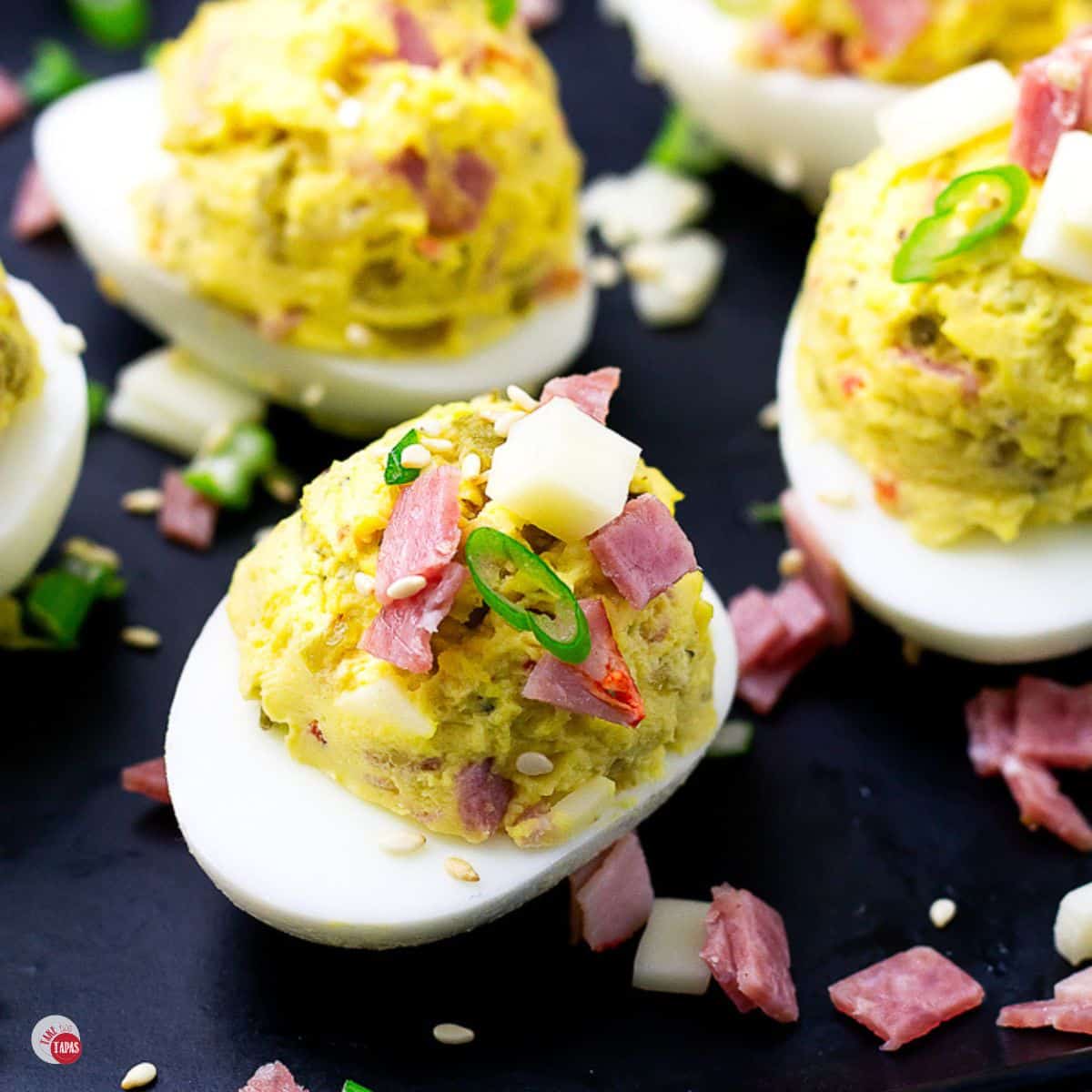 muffuletta deviled eggs