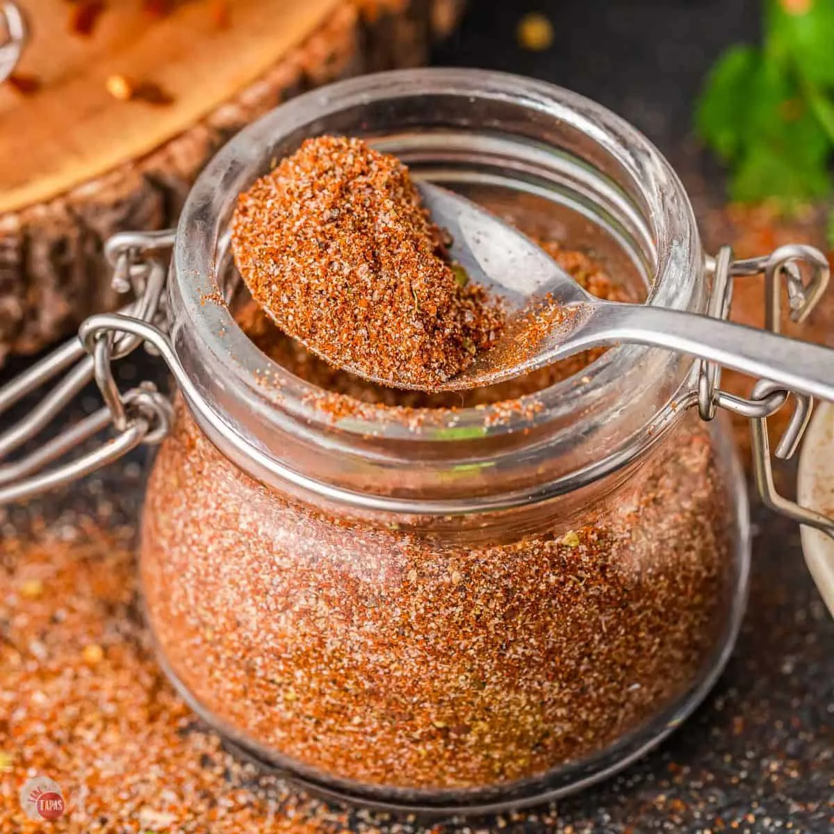 homemade enchilada seasoning in a jar