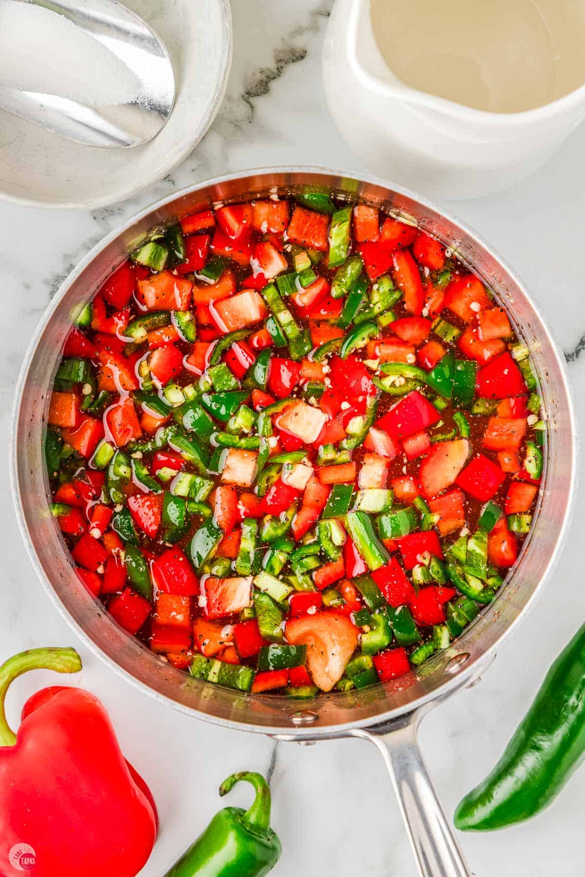 boil the peppers and then simmer