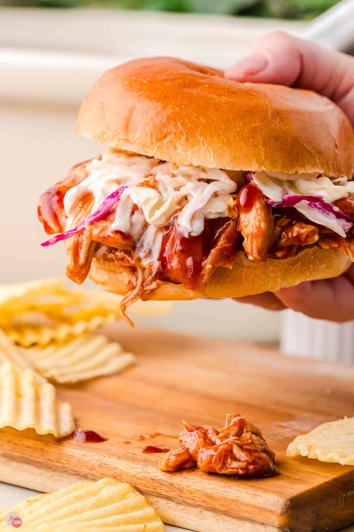 best pulled chicken on brioche buns