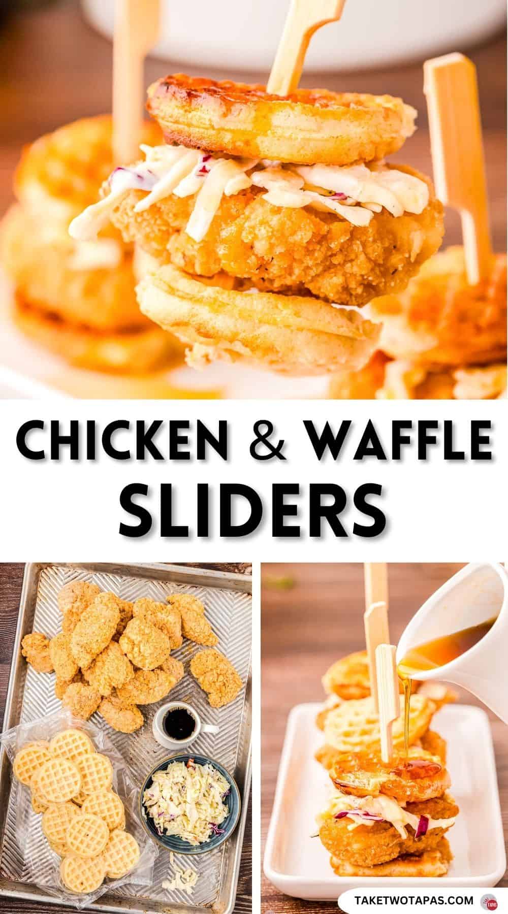Pinterest pin image for chicken and waffle sliders