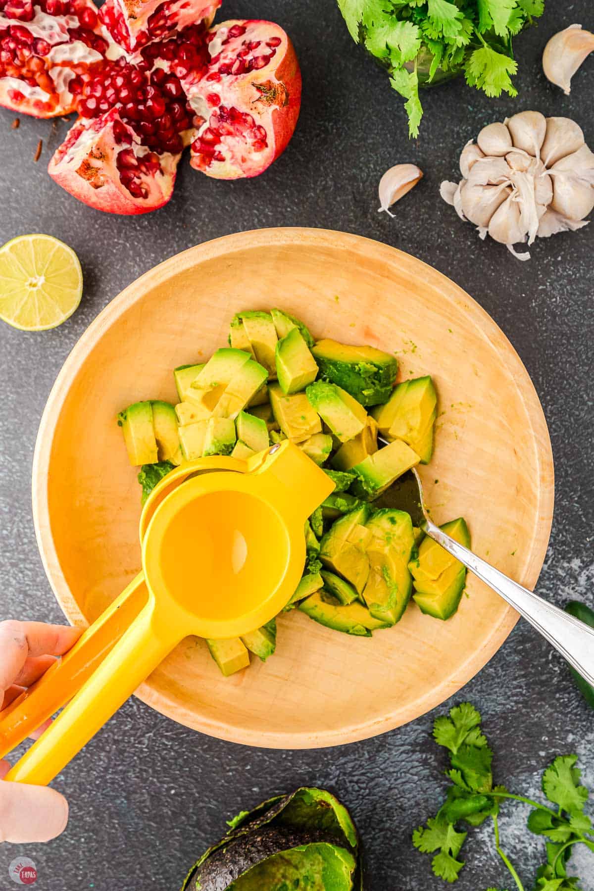 place the avocado chunks in a large bowl