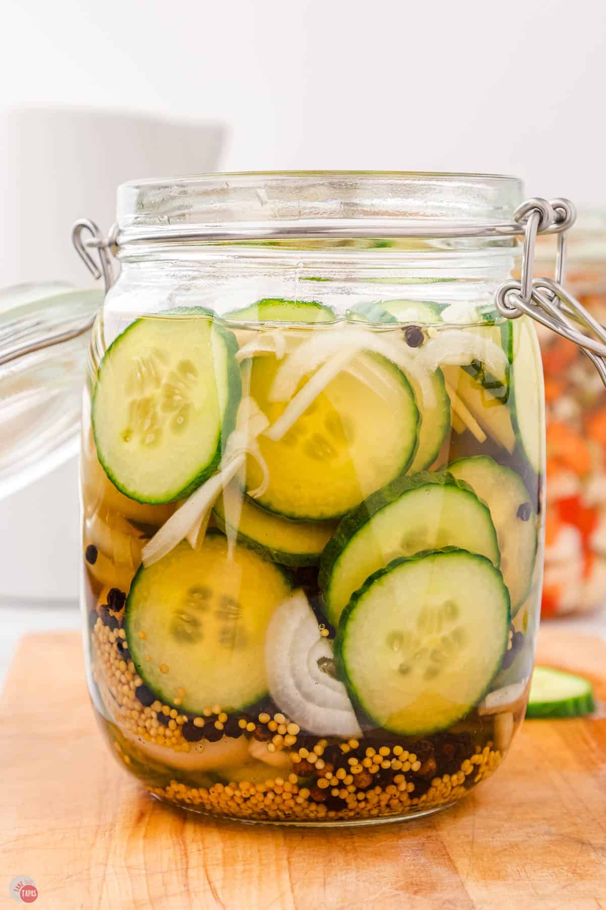 a jar of easy dill pickles