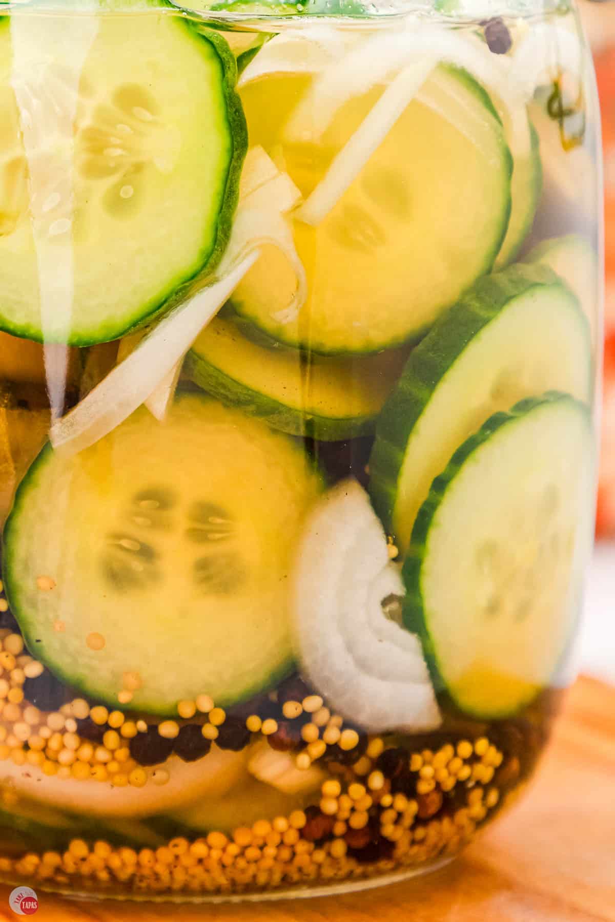 close up of side of pickle jar