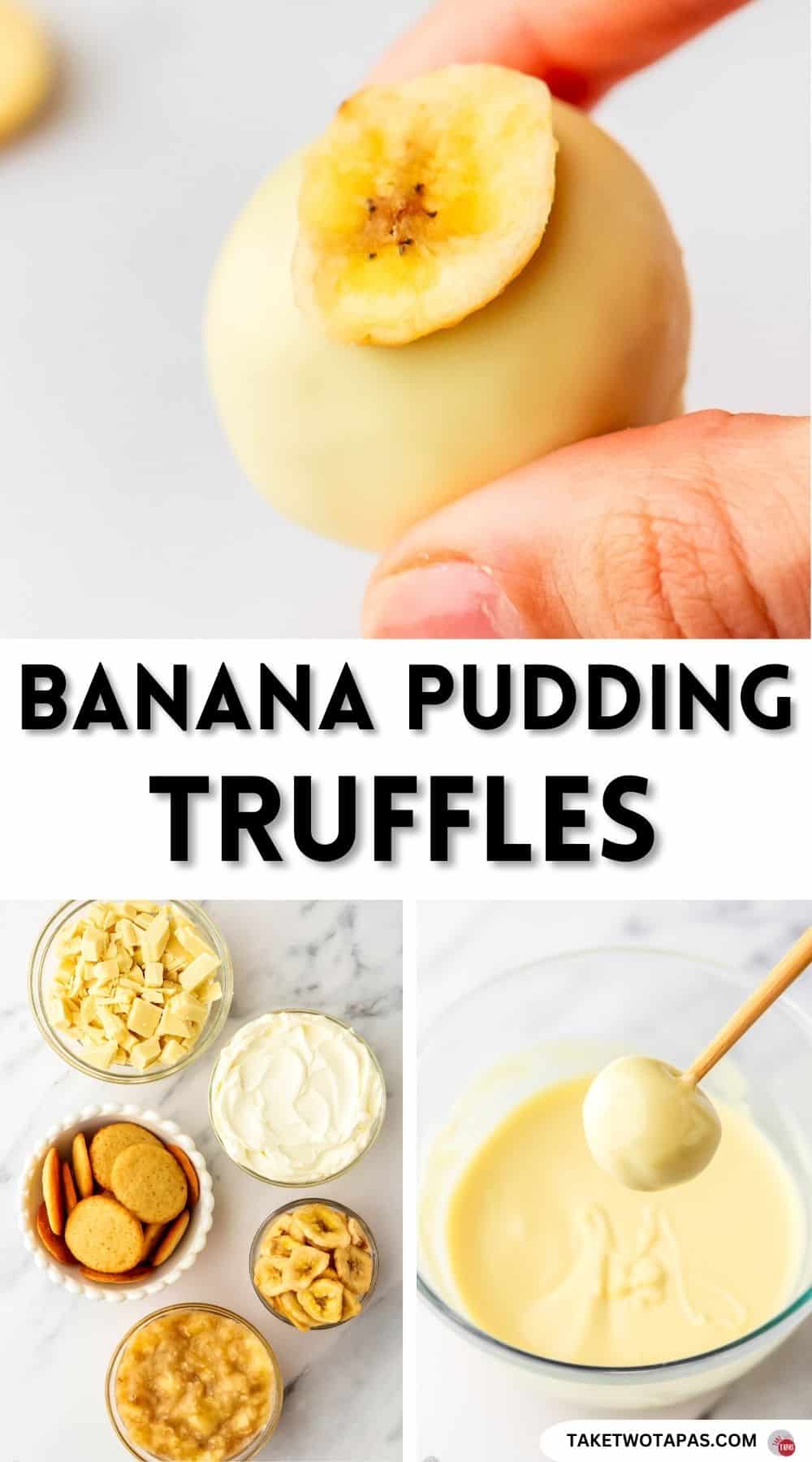 Pinterest pin image for banana pudding truffles