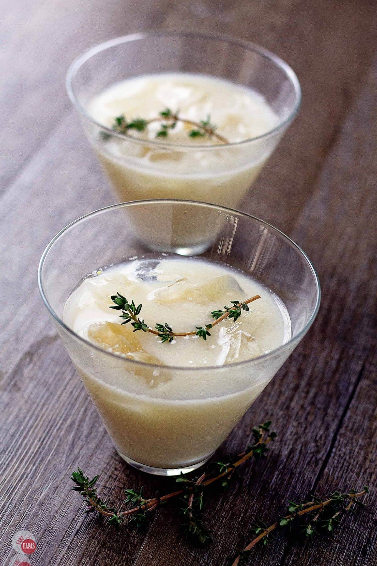 close up of thyme cocktail