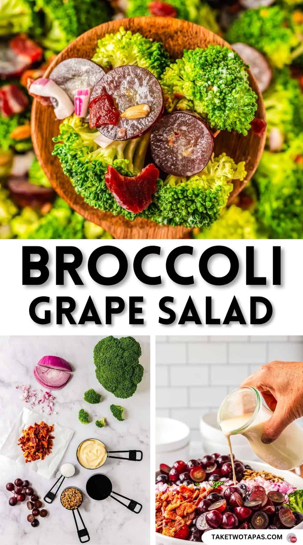 Pinterest pin image for broccoli grape salad recipe