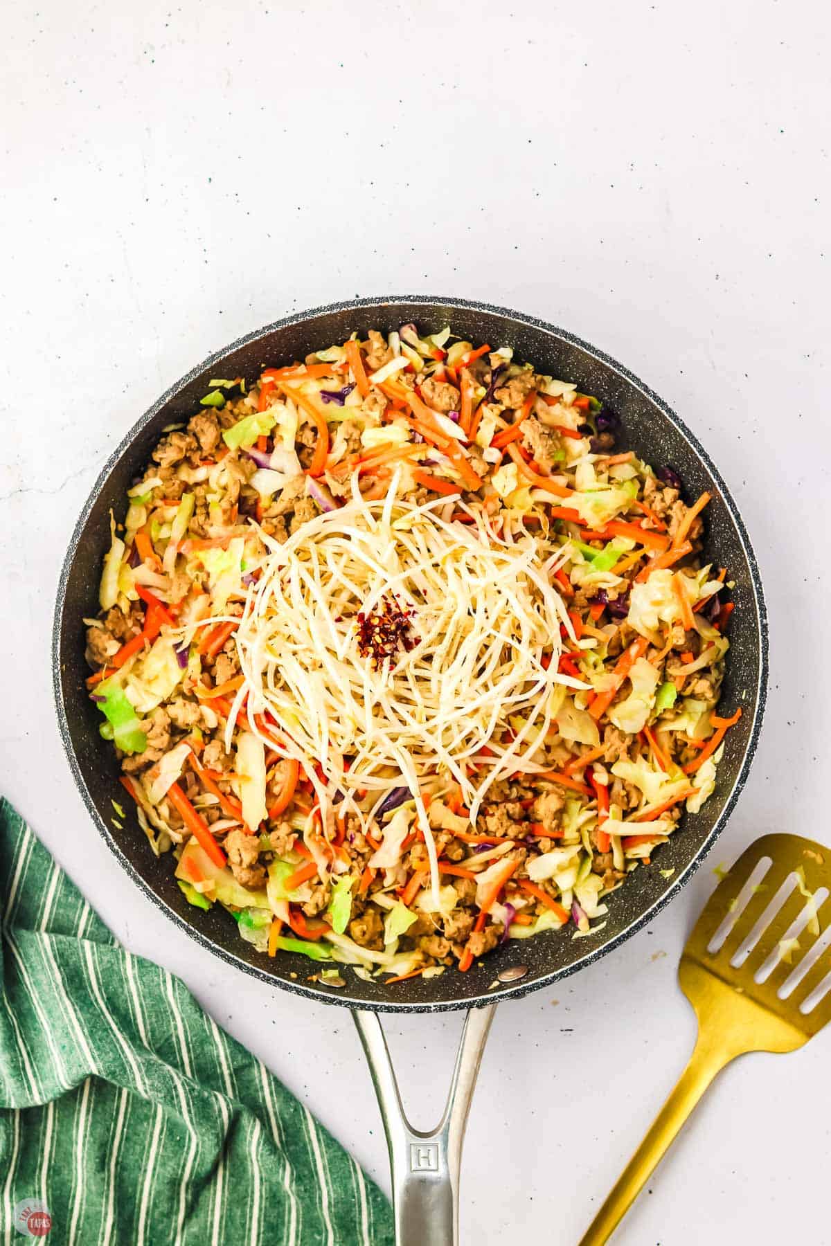 egg roll mixture in a skillet