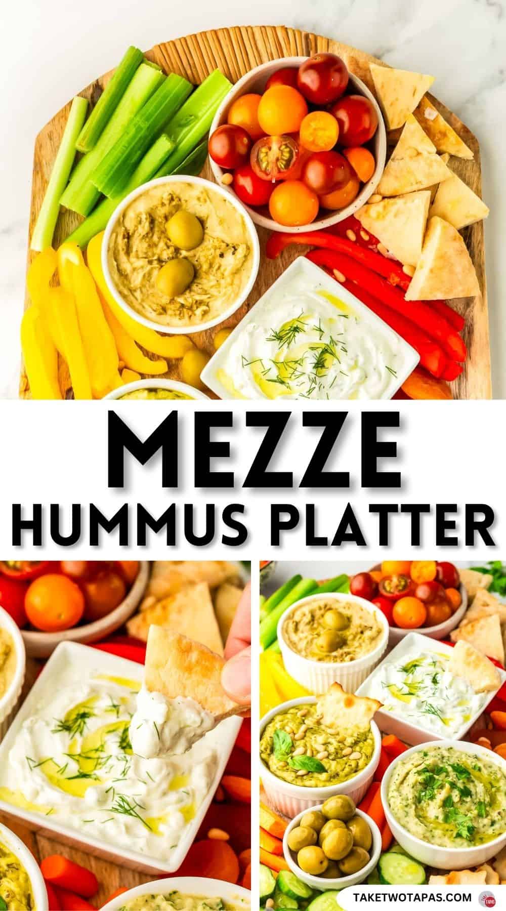 Pinterest pin image for mezze platter