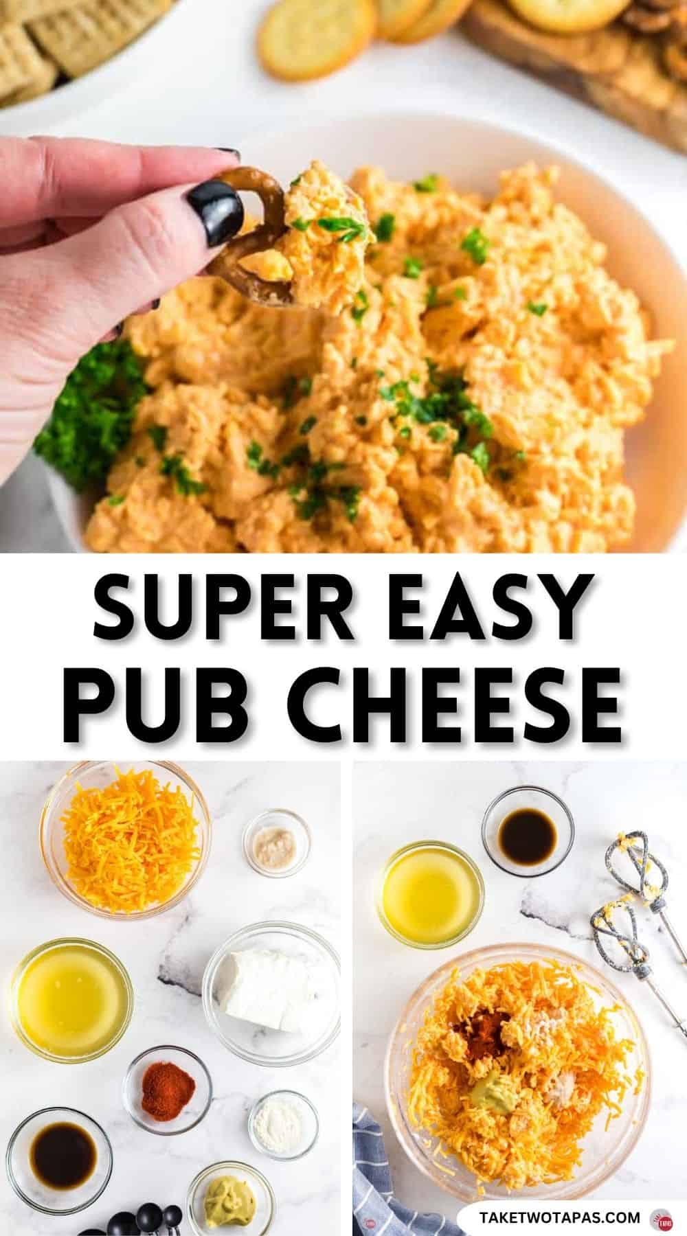 Pinterest pin image for pub cheese recipe