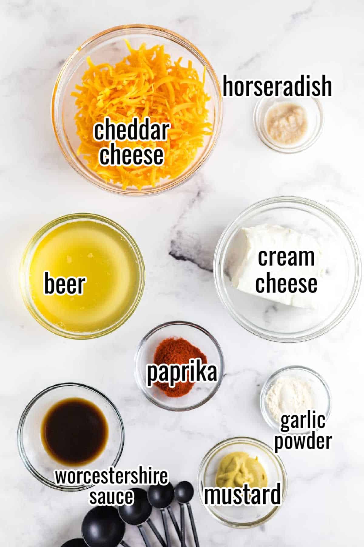 ingredients for pub spread with text overlay labeling them