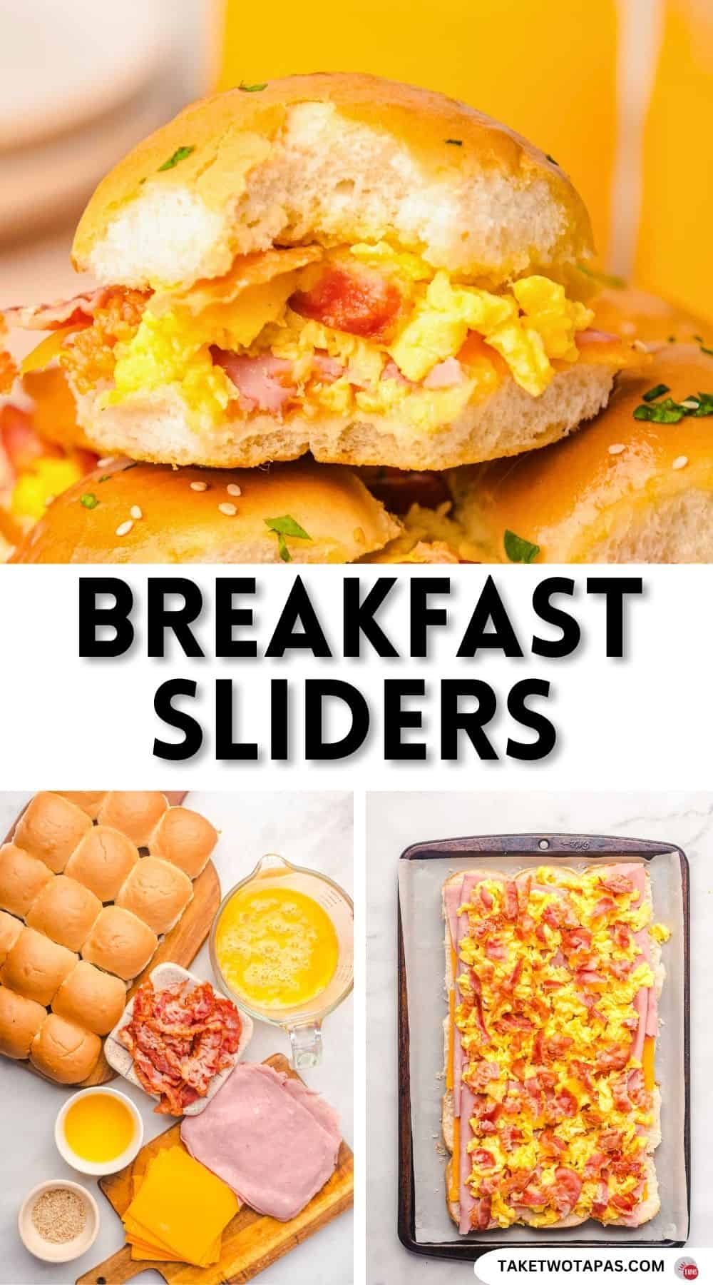 Pinterest pin image for Hawaiian roll breakfast sliders recipe