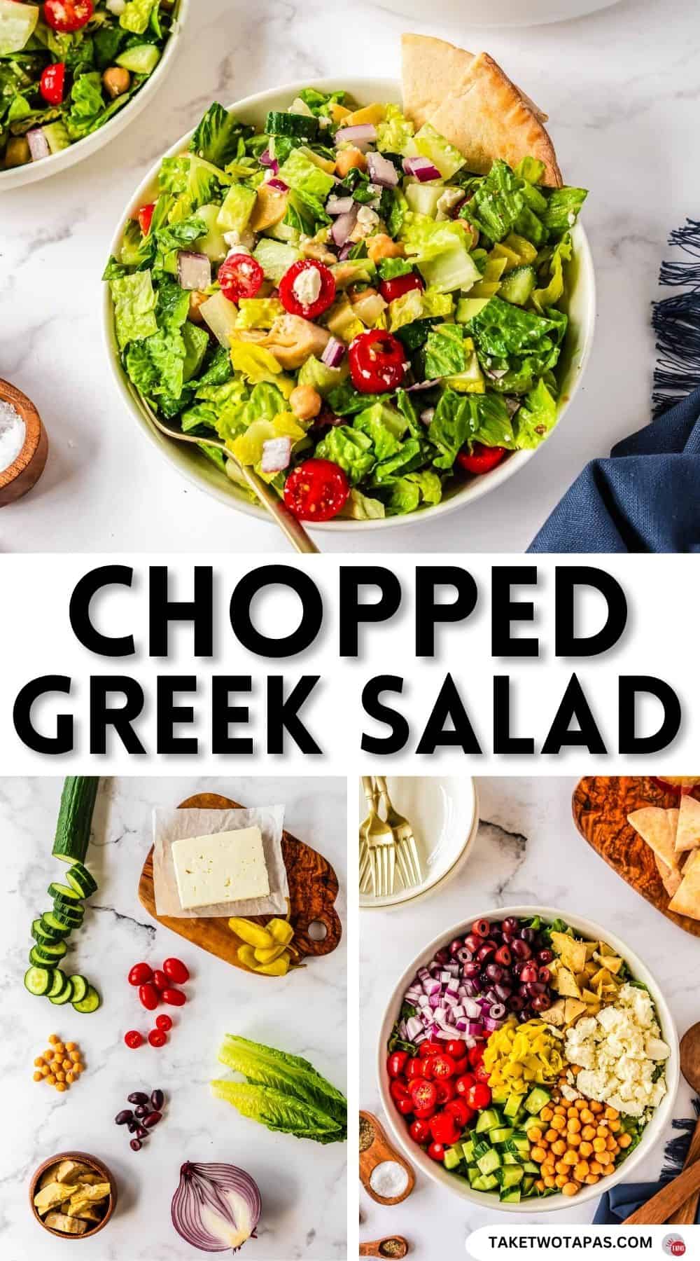 Pinterest pin image for chopped Greek salad recipe