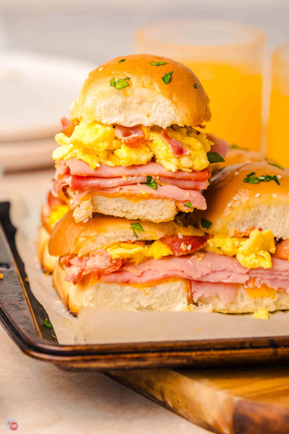 stack of breakfast sliders