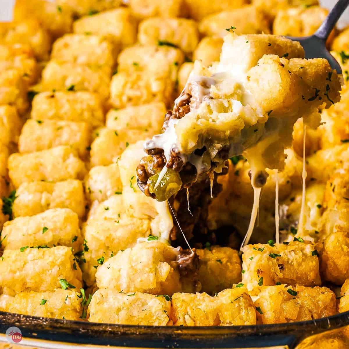 philly cheesesteak tater tot casserole featured image