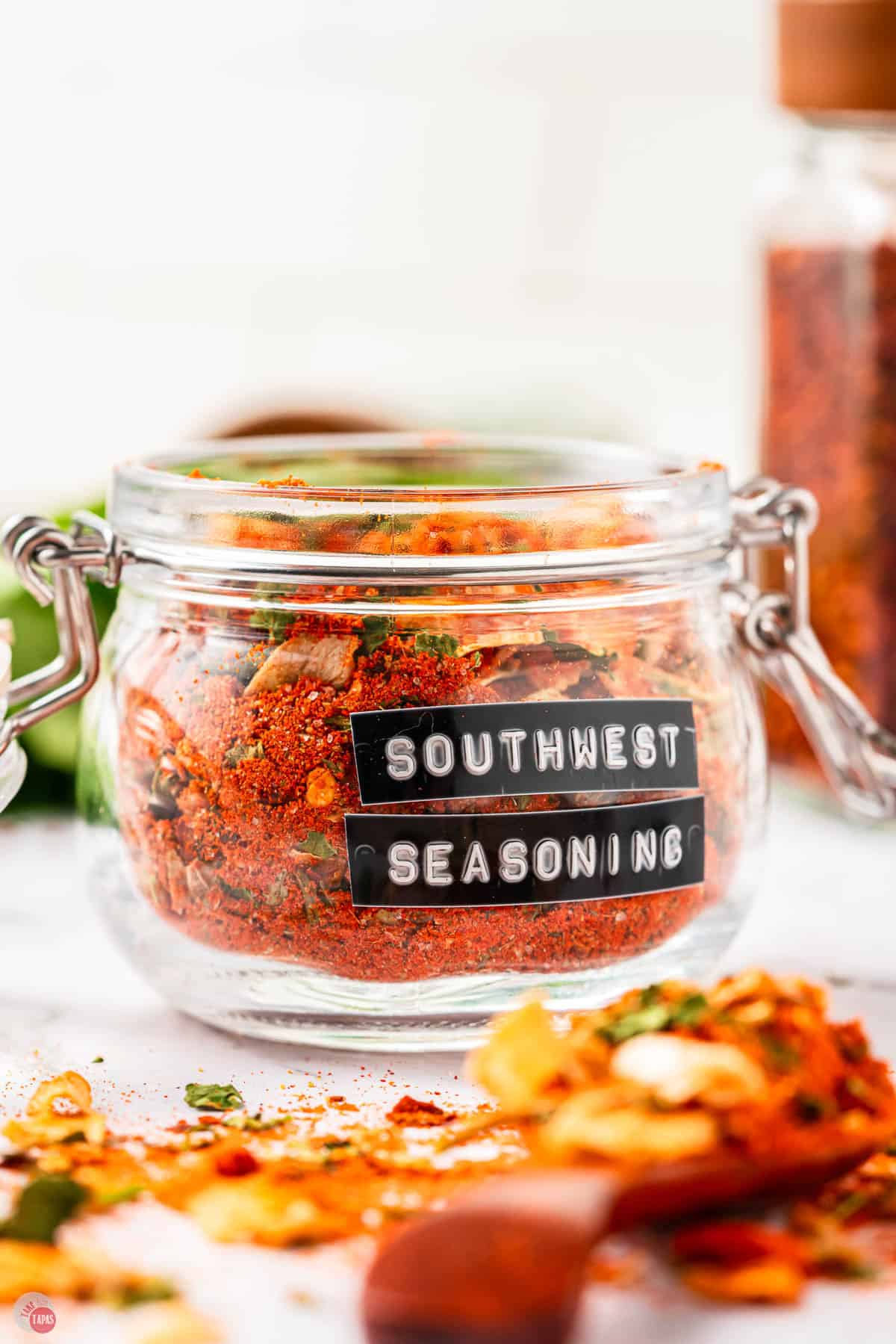 jar of spices with a label on it