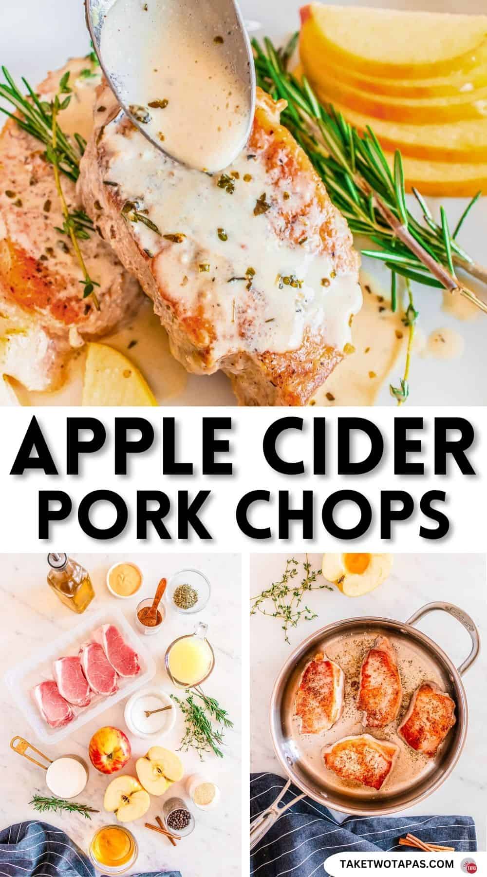 Pinterest pin image for apple cider pork chops recipe