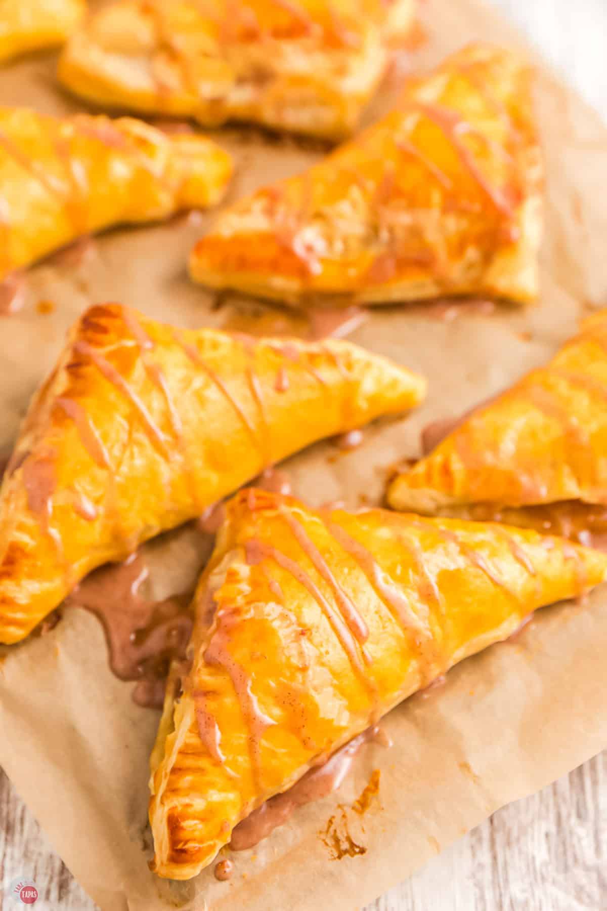 close up of cinnamon glaze on pastry
