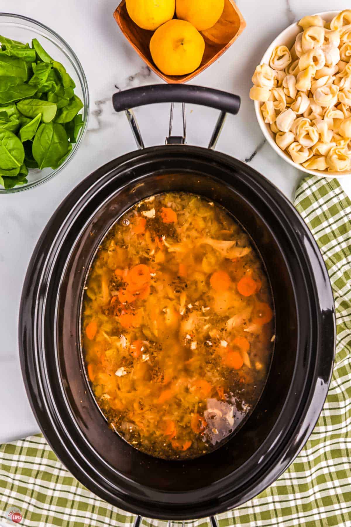 soup cooking in a slow cooker