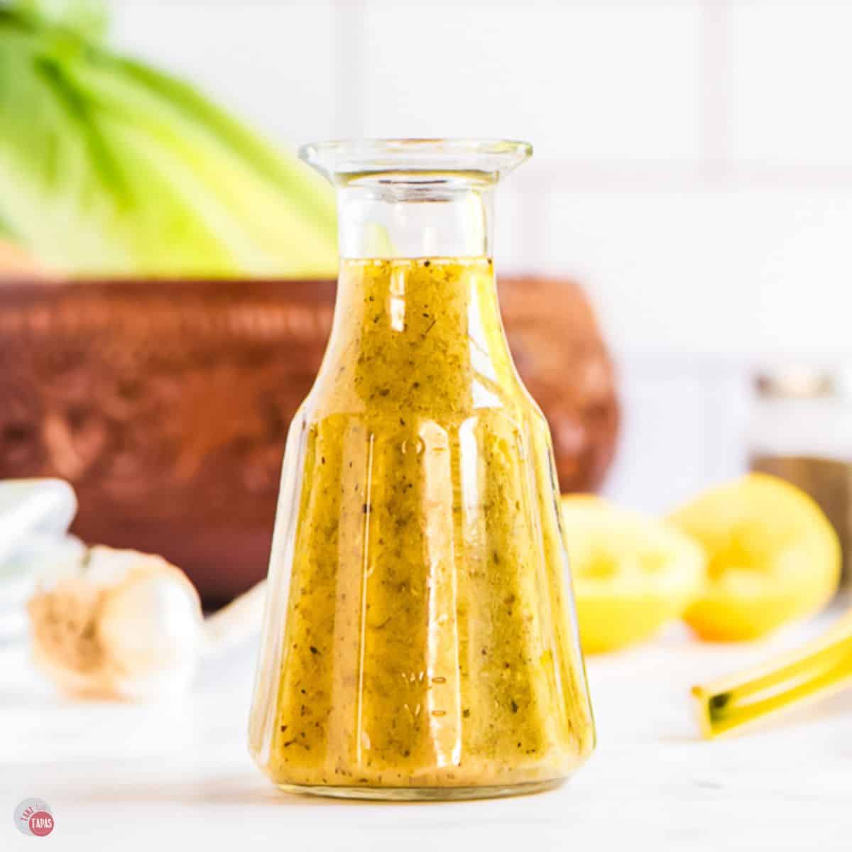 bottle of italian dressing on a counter