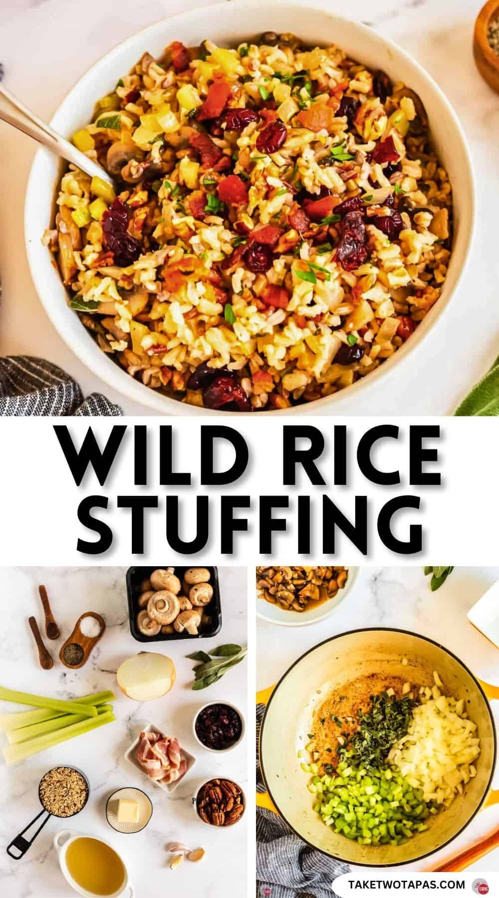 Pinterest pin image for wild rice stuffing recipe