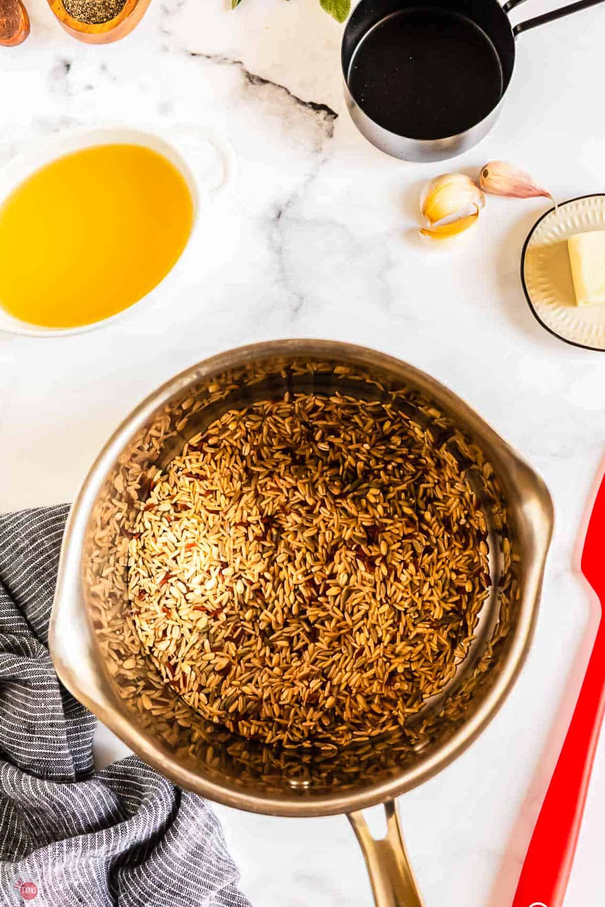 wild rice cooking in a pot