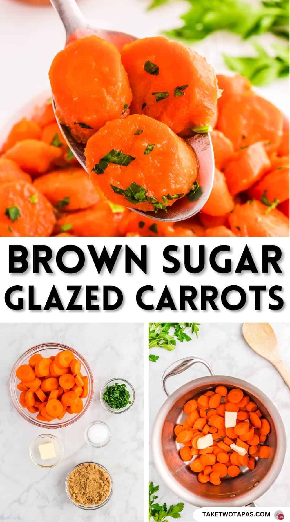 Pinterest pin image for brown sugar glazed carrots recipe