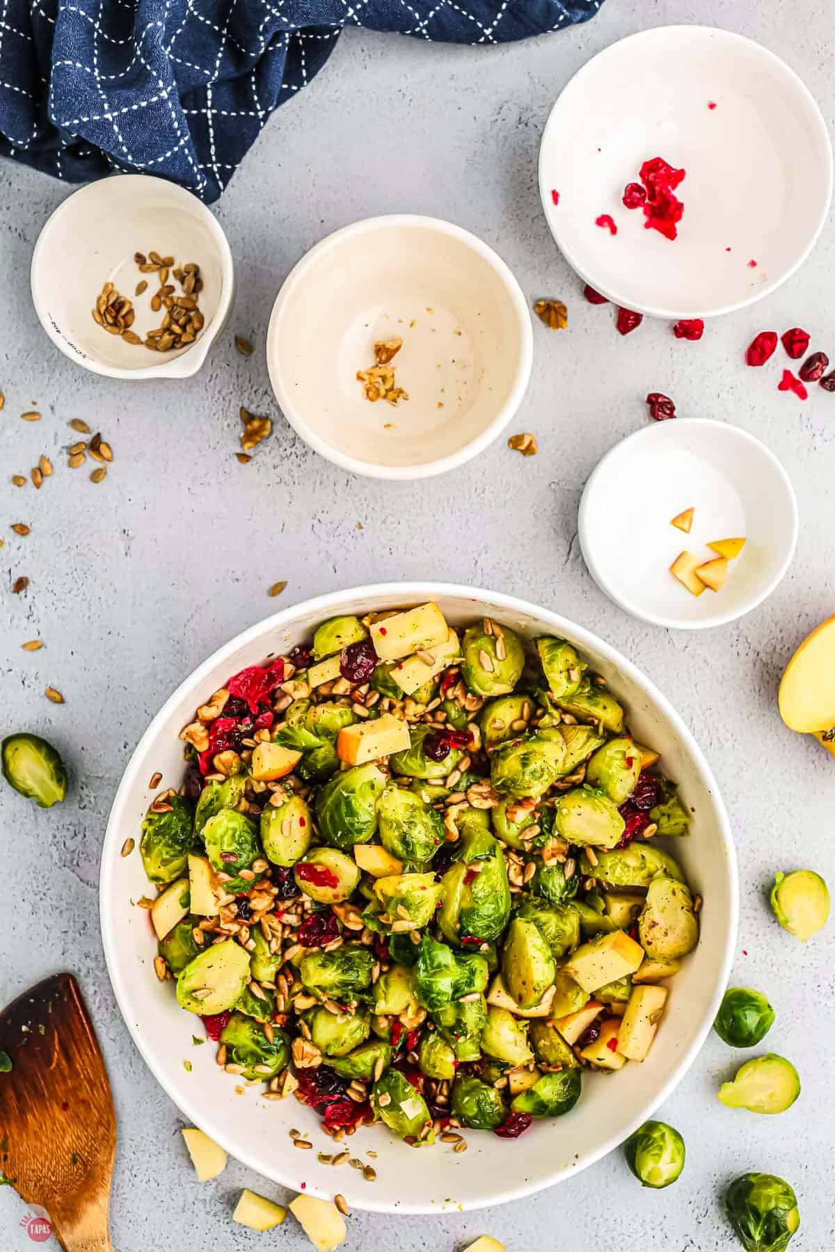 bowl of brussels sprouts salad