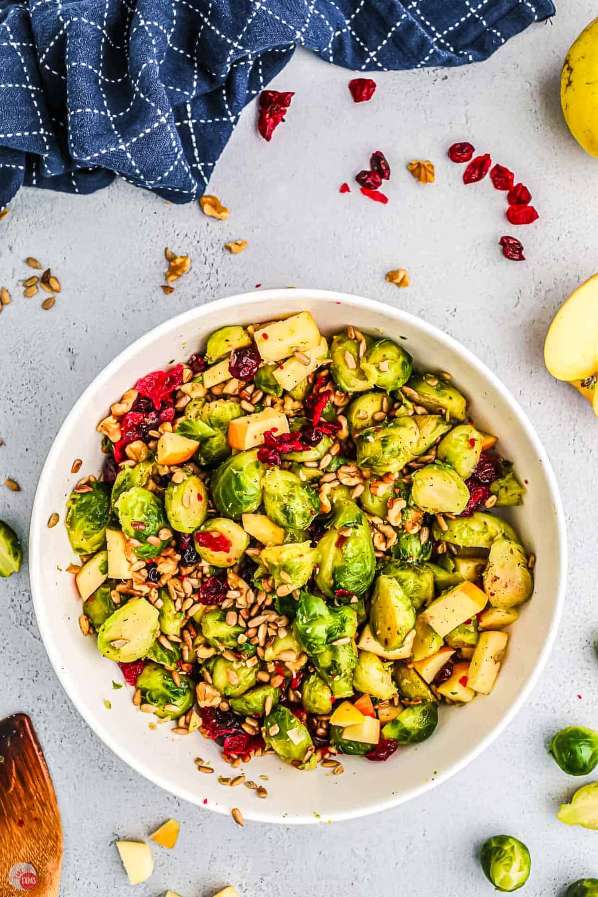 bowl of salad with cranberries and apples