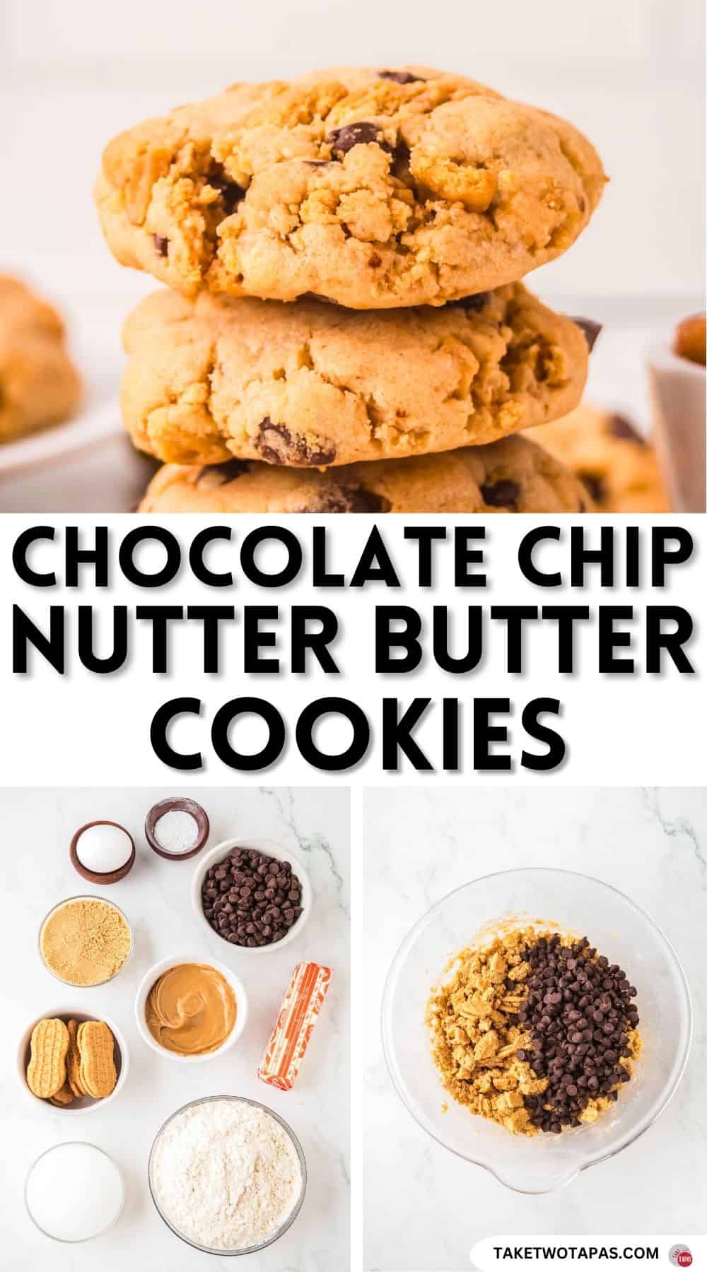 Pinterest pin image for chocolate chip nutter butter cookie recipe