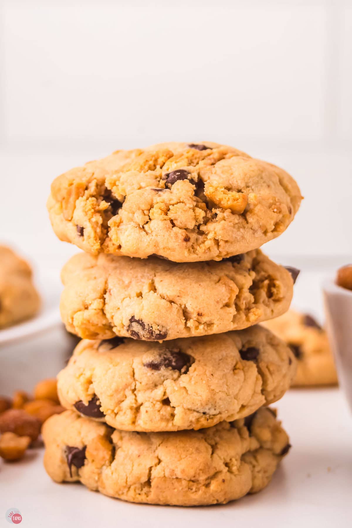 stack of 4 cookies on a plate