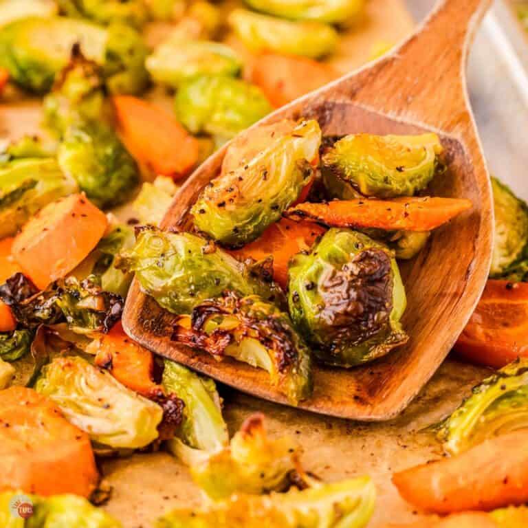 roasted sprouts and carrots featured image