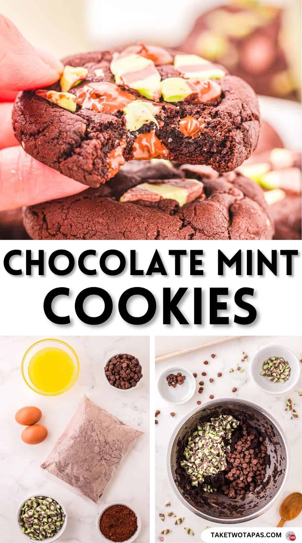 Pinterest pin image for chocolate mint cookie recipe