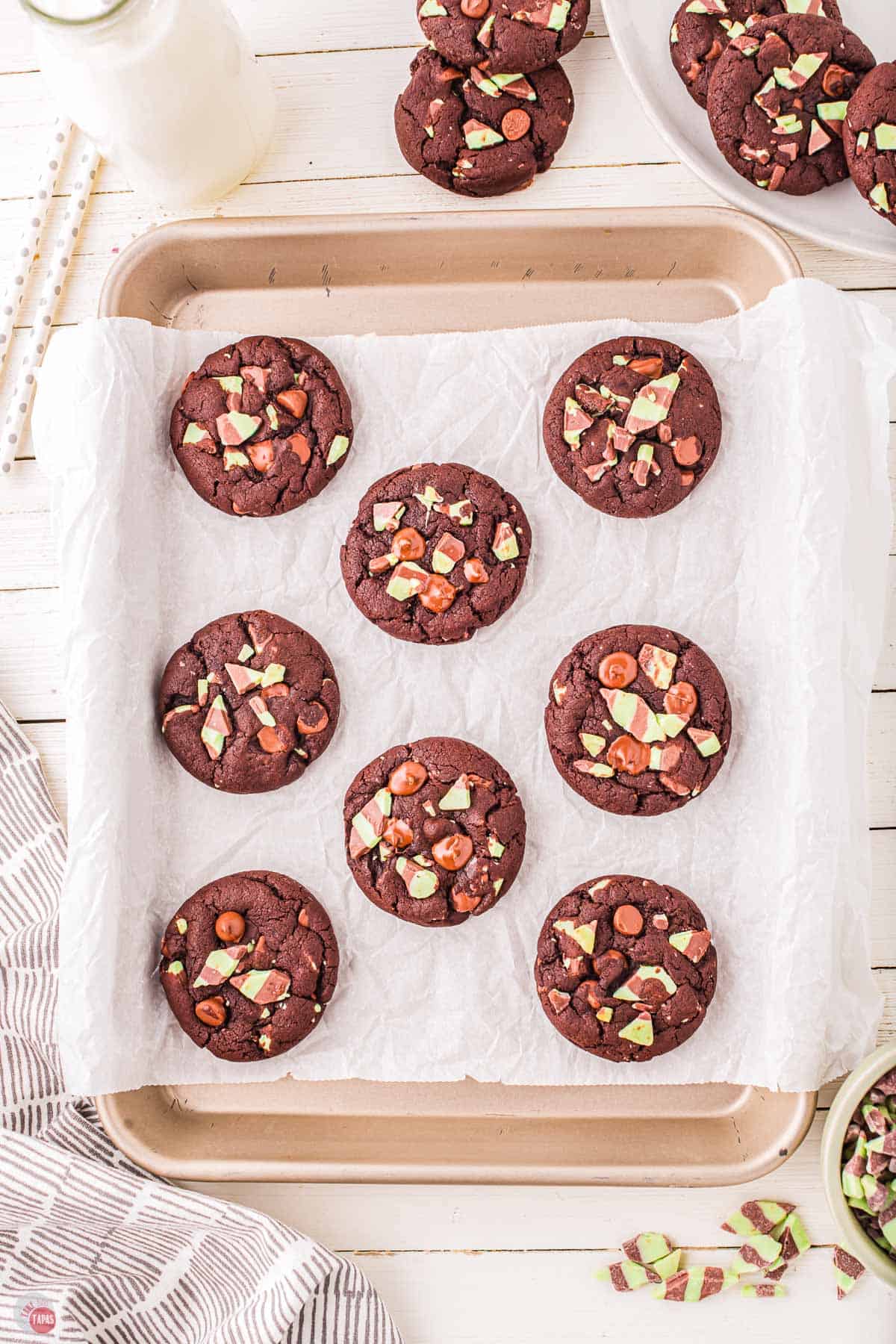 baked cookies on sheet of parchment paper